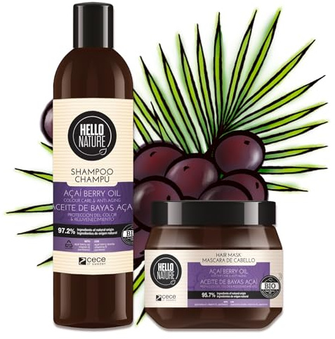 P-Beauty Naturkosmetik Acai Haarpflege Set Shampoo & Haarmaske - Bio, Vegan, ohne Silikone - Intensive Pflege & Repair - Haarpflege für trockenes, strapaziertes & coloriertes Haar