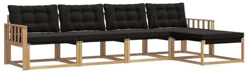 vidaXL Outdoor-Sofagarnitur mit Kissen 5 pcs Weiß und Schwarz, Garten, moderner, langlebiger Outdoor-Sofa, Sessel-Ecke, Lounge-Möbel, Terrasse Set