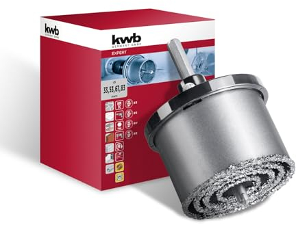 kwb 6-tlg. Lochsägen Set ø 33, 53, 67 und 83 mm mit hoher Schneidleistung, lange Lebensdauer, große Schnitttiefe, hartmetallbestückter Zentrierbohrer und Aluminium-Trägerteller