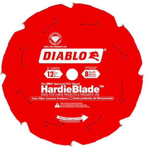 Freud d1208dh Diablo 12 Zoll von 8 Zahn polykristalliner Diamant Trinkgeld TCG Hardie Faser Zement Sägeblatt