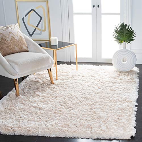 SAFAVIEH Area Rug 8x10 - Paris Shag Collection - Large - Ivory, Handmade, Soft Flowing Pile, Ideal for Living Room, Bedroom, Dining Space (SG511-1212)