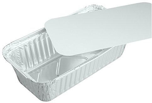 100 Schalen, Alu + Einlegdeckel, Pappe PE beschichtet eckig 0,7 l 20,1 cm x 10,5 cm x 4,6 cm R13L