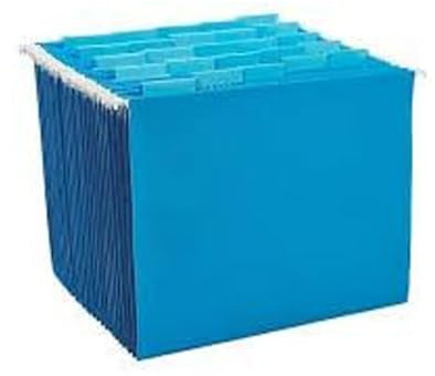 Staples Hanging File Folders, Letter Size, Blue, 5‑Tab, 1/5‑Cut Tabs, Includes Tabs & Inserts – 25/Pack