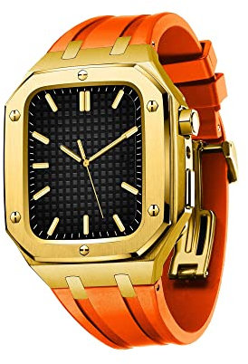 Metal Protective Cover Case With Silicone Strap Shockproof Bumper For Apple Watch Band 45mm 44mm