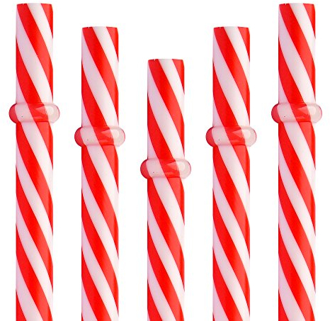 Dakoufish BPA Free 12 Piece 9 Inch Reusable Plastic Thick Drinking Straws for Mason Jar Rambler Small Stripe(9inch,Red)
