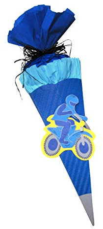 Schultüte Bastelset Biker Motorradfahrer - Zuckertüte - aus 3D Wellpappe, 68cm hoch