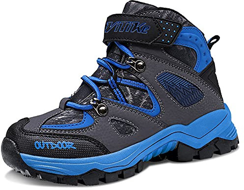 Elaphurus Stivali da Escursionismo Ragazzi Stivali da Neve Ragazze Scarpe da Escursionismo Ragazzo Bambini Scarpe da Trekking,1 Blu,38 EU