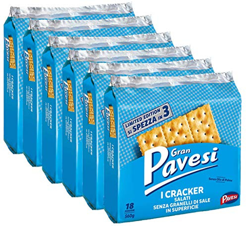 6x Gran Pavesi non salati Crackers ungesalzen 560g kekse gebäck