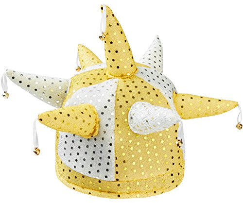 dressforfun 302058 - Narrenkappe mit Glöckchen, goldene und Silberne Punkte überziehen gesamte Kappe