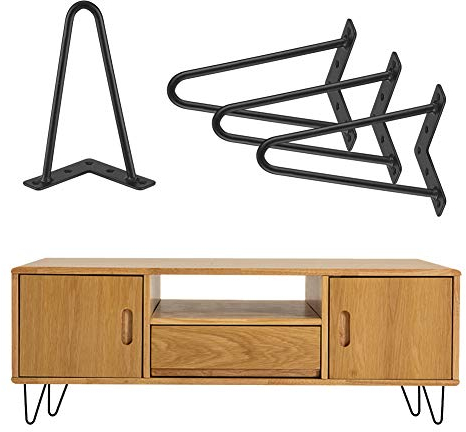4 Stück Haarnadel Tischbeine Möbelfüße Metall Tischgestell Haarnadelbeine Möbelbein Austauschbare Möbelfüße für Esstisch Couchtisch Schreibtisch Arbeitstisch Durchmesser (20 cm)