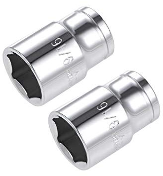 sourcing map 2 Pcs 3/8-inch Drive 9/16-inch 6-Point Shallow Socket, Cr-V