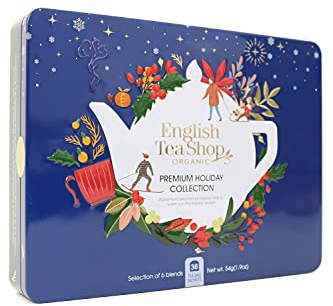 English Tea Shop - Coffret cadeau Noël de thés et infusions bio - Collection Holiday bleu de 36 sachets - 6 mélanges de thés et infusions bio de Noël