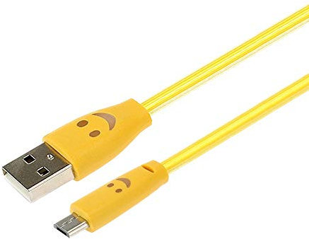 Cable Smiley Micro USB pour Enceinte Bose SoundWear Companion LED Lumiere Android Chargeur USB Smartphone Connecteur (Jaune)
