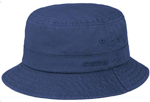 Stetson Cotton Twill Bucket Hut mit UV-Schutz Stoffhut Baumwollhut Fischerhut Anglerhut Damen/Herren - Sommer Frühling-Sommer - L (58-59 cm) dunkelblau