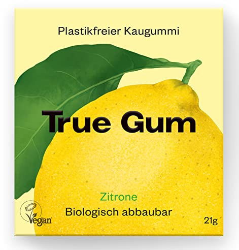 True Gum: ZITRONE | Plastikfreier Kaugummi | Biologisch Abbaubar | Vegan | 21 g