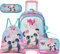 HTgroce Mochilas Escolares para niñas, Linda Bolsa de Almuerzo con Estampado de Panda para la Escuela, niñas, lonchera, Bolsillo Grande con Ruedas y Bolsas de cordón Ajustables y extraíbles