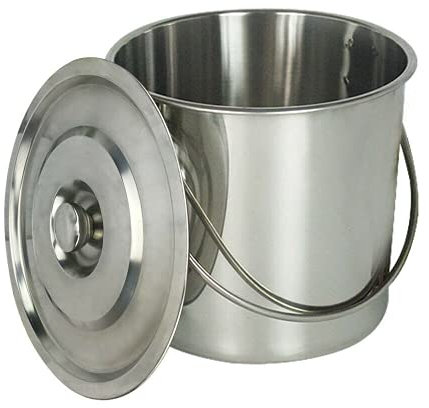 Edelstahl Eimer mit Deckel Kücheneimer 6L/12L/20L Getreidebehälter Mehlbehälter Küche Futtereimer Milcheimer SektkühlerEiseimer für Reis, Mehl und Getreide usw.(12L)