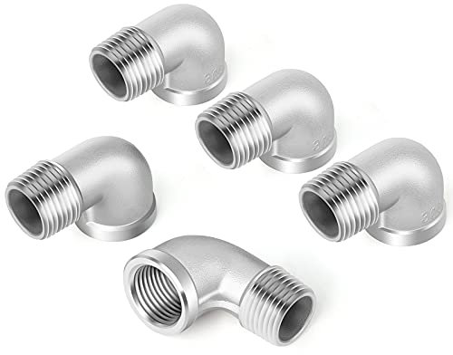 ERGAOBOY 5 pièces en acier inoxydable 304 connecteurs coudés à 90 degrés, raccords de tuyauterie BSP 1/4 mâle à 1/4 femelle
