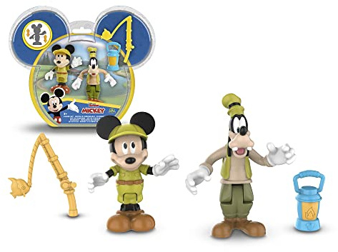 Giochi Preziosi Mickey, 2 bewegliche Figuren, 7,5 cm, mit Zubehör, Thema Camping, Spielzeug für Kinder ab 3 Jahren, Mcc043