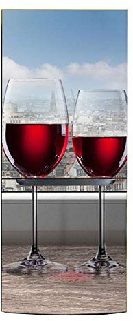 HBWH 3D Red Wine Glass Fridge Door Stickers Self Adhesive Refrigerator Freeze Sticker Art Fridge Door Cover Wallpaper Kitchen Decor (60cm x 180cm)