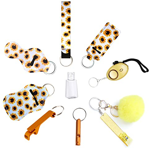 Ensemble Porte-Clés Autodéfense pour Femmes, Enfants, Personnes âgées,Accessoire Porte-Clés de Sécurité Décoration, Alarme Personnelle Tire-Cartes Sirènes de Sécurité