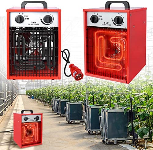 YRHome Termoventilatore Elettrico da 5 KW, Riscaldamento Professionale Industriale Con 3 Livelli, Protezione da Sovraccarico, Termostato per Uso Interno