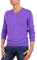Marenza Scollo V Uomo Manica Lunga Misto Cashmere Seta Made in Italy (XL, Viola)