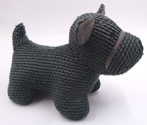 Butée de porte en tissu doux simili velours couleur noire en forme de chien (25 x 23 x 12), poids 1 kg