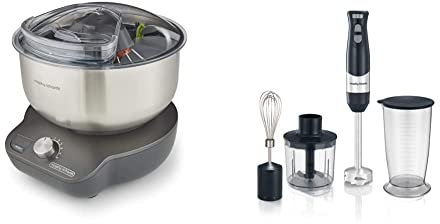 Morphy Richards 400520 MixStar The Easy To Use, Easy To Store, Space Saving Innovative Stand Mixer Stainless Steel & 402061 Total Control Hand Blender, Grey