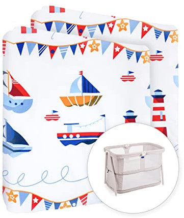 Baby Comfort Spannbetttuch für Kinderzimmer, 100 % Baumwolle, passend für 95 x 65 cm Reisebett, 2 Stück