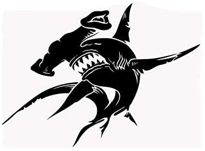 16,5 cm x 12 cm Hammerhai Ocean Shark Teeth Scuba Diver Autoaufkleber
