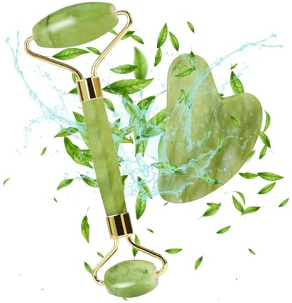 Jade-Roller für das Gesicht, Gua Sha, Massagegerät Lifting Gesicht und Körper, Jade Roller Stein zur Beruhigung der Haut, beseitigt Schwellungen der Augen, entspannend, komplette Skincare,