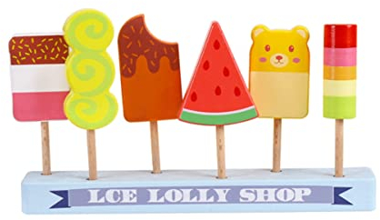 Toyvian Holzspielzeug Eiscreme Set KüNstliche Lebensmittelmodelle Simuliertes Am Stiel für Kinder Spielzeug für Puppenhaus-Dekoration Kinder Set Fake Ice