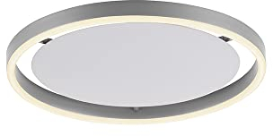 SellTec LED Deckenleuchte rund 36cm, dimmbar per Wandschalter, Deckenlampe D=36cm Aluminium silber