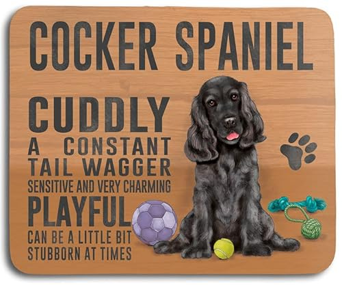 The Original Metal Sign Mouse Mat - Dog Characteristics: Cocker Spaniel, Black
