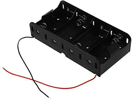 Reionppy Spring Clip Black 4 x 1.5V D Size Battery Batteries Holder Case