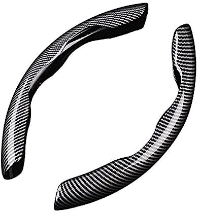 2 Stück Auto Lenkradbezug für Mini Cooper R52 R53 R55 R56 R58, Anti Rutsch Segmentierter Lenkrad Wrap Kohlefaser Lenkradhülle Auto Innenraum Zubehör,A/Black