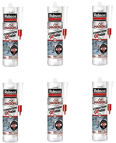 Rubson Fugendicht Silikon von Henkel - Fugenfüller und Dichtstoff für eine effektive Abdichtung von Fugen im Innen- und Außenbereich, silikonspritze, Weiß 6x 280ml