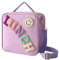 Insulated Lunch Bag With Adjustable Shoulder Strap, Nylon Preppy Lunch Box Large Insulated Lunch Bag Reusable Lunch Tote Bag with Smiley Preppy LunchBag for Girls School Travel Picnic (Purple)