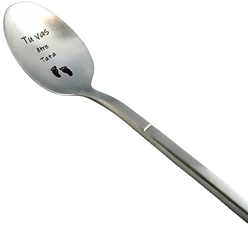 Cuillère Annonce Grossesse pour sa Sœur, Idee Cadeau Original et Personnalisé pour Future Tante, Annonce Drôle et Insolite Naissance de Bébé, Cuillère à Café/Dessert avec son Coffret pour Offrir