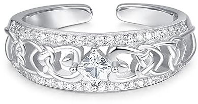 KINGWHYTE April Geburtsstein Ringe für Frauen 925 Sterling Silber Keltischer Knoten Geburtsstein Ring Versprechen Verlobungsschmuck Geburtstagsgeschenke für Frauen Mädchen