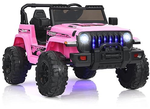 DREAMADE 12V Kinder Elektroauto, Kinderauto mit 2,4G Fernbedienung & Scheinwefer & Musik, Kinderfahrzeug, Elektrofahrzeuge, Elektro Auto für Kinder ab 3 Jahren, bis zu 35 kg belastbar (Pink)