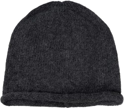 styleBREAKER Unisex Oversize Strick Beanie Mütze mit Rollrand, Warme Winter Strickmütze Einfarbig, Loose fit 04024207, Farbe:Dunkelgrau