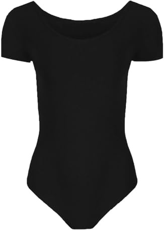 Hamishkane Girls Short Sleeve Bodysuit Dance Ballet Leotard Kids Plain Stretchy Microfibre Leotards Top