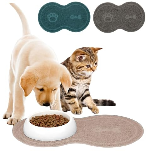 Murago - Futternapfunterlage ca.45x26cm Knochenform - Beige - Hunde Katzen Napfunterlage Futter Unterlage Katzenklo Katzentoilette Vorleger Vorlege Matte