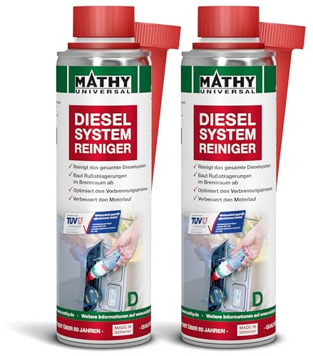 MATHY-D Diesel Systemreiniger (2 x 250 ml) – hochwirksames Diesel Additiv - Brennraum Reiniger - Zertifizierter Diesel Reiniger