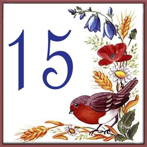 Numéro de rue en faïence avec numéro personnalisable au choix – 15,2x15,2cm Multicolore