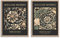 STYLER Bilder Set Morris 2x 30x40 cm (AUFHÄNGFERTIG) mit hochwertigem Holzrahmen - William Morris Honeysuckle Muster - Klassische Eleganz