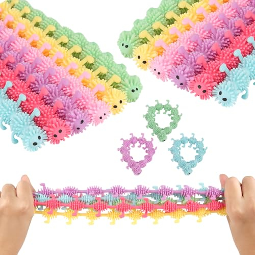 GHVACZS 15 Stück Stretchy Caterpillar, Caterpillar Stretchy String Spielzeug, Bunte Stretchy Toy, Stretch Spielzeug für Kinder und Erwachsene Autismus und ADHD Behandlung