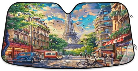 Paris City Street Cars - Parasol para parabrisas de coche, 57 x 31.5 pulgadas